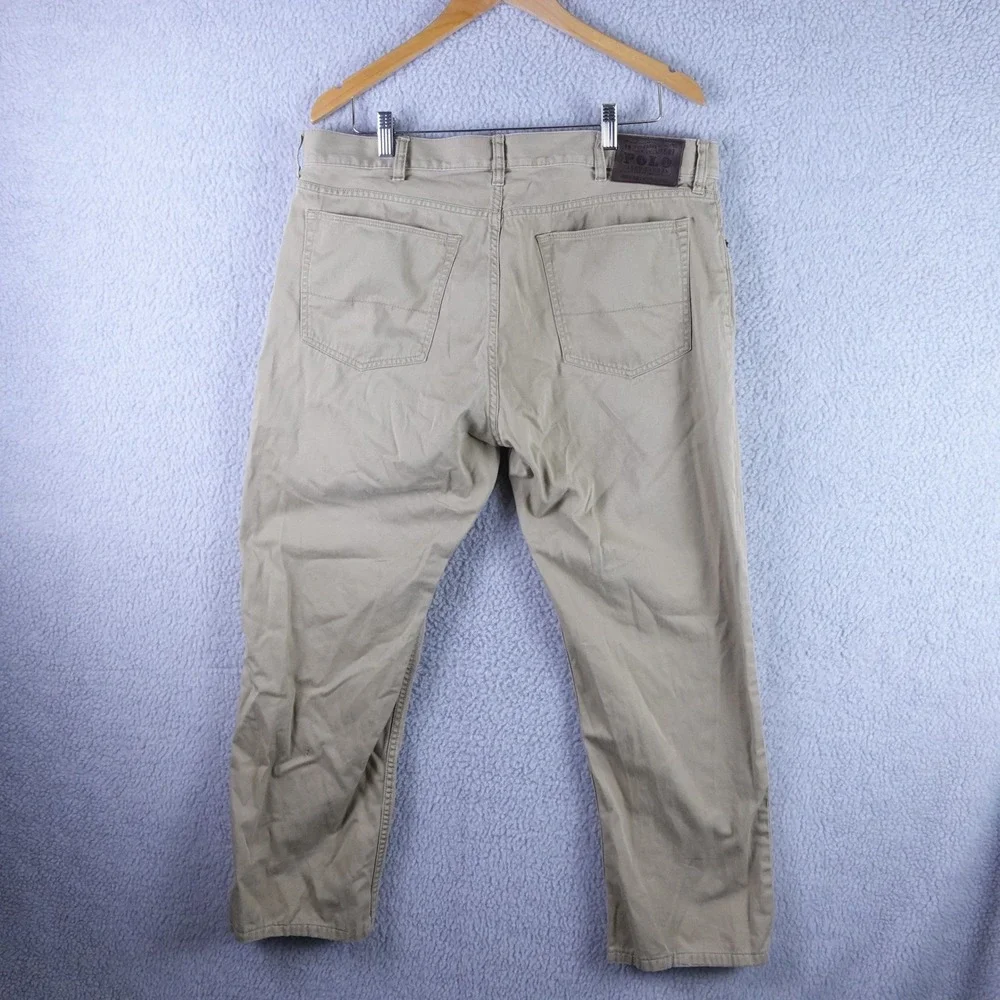 Polo Ralph Lauren Mens Tan Khaki Cotton Twill Straight Leg Pants 38x29‎
